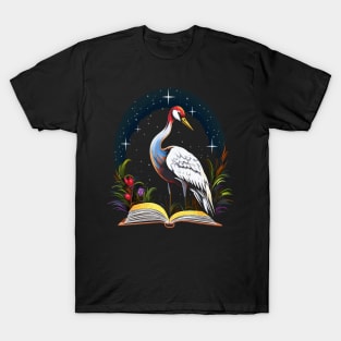 Whooping Crane Reads Book T-Shirt